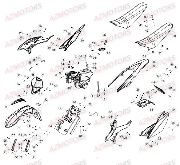 PROTECTION TIGE - KIT BLACK - BETA pour CARENAGES de 50-RRRACING-16