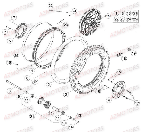 Roue Arriere AZMOTORS PiÃ¨ces Beta 50 RR RACING - 2016