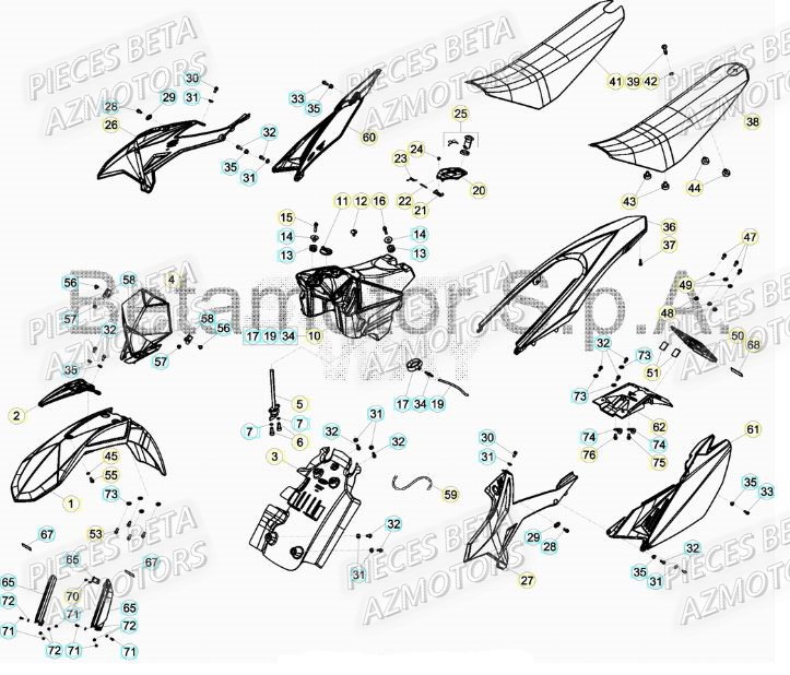 PROTECTION TIGE - KIT WHITE - BETA pour CARENAGES de 50-RRRACING-19