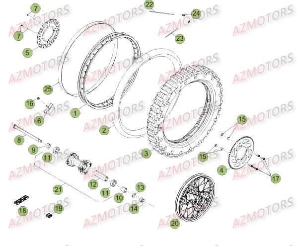Roue Arriere Du No Serie 472 A 99999 AZMOTORS PiÃ¨ces Beta RR 50 SPORT - 2015-2014