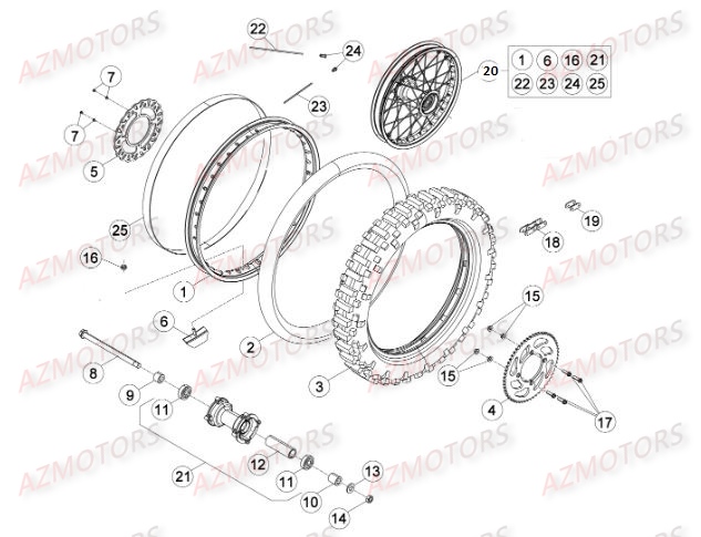 Roue Arriere AZMOTORS PiÃ¨ces Beta RR 50 SPORT - 2016