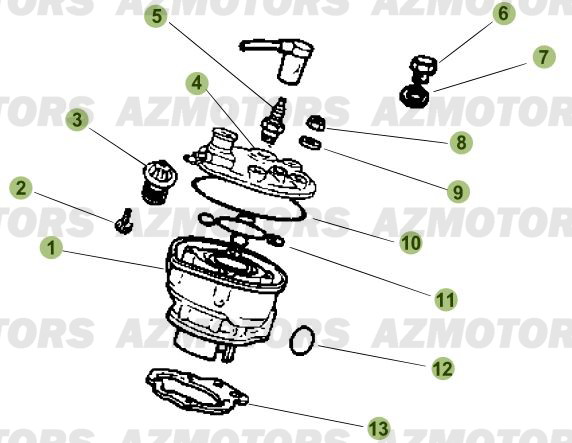Cylindre   Culasse   Distribution AZMOTORS PiÃ¨ces Beta RR 50 STANDARD - 2009-2008