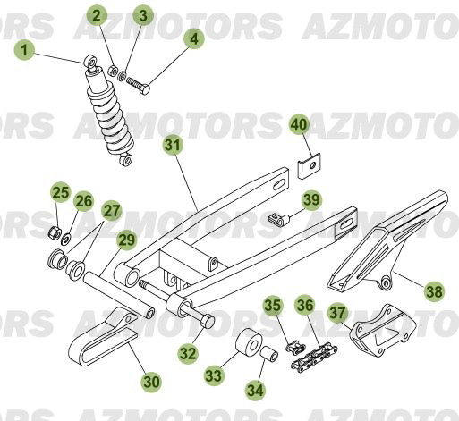 Fourche Arriere   Suspension Ar AZMOTORS PiÃ¨ces Beta RR 50 STANDARD - 2009-2008