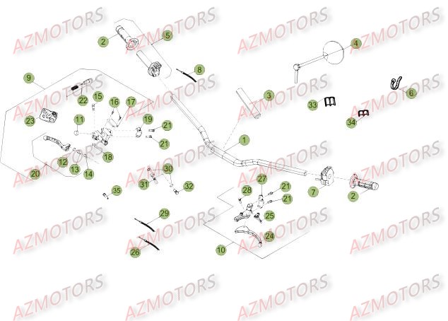 Commandes   Guidon AZMOTORS PiÃ¨ces Beta RR 50 STANDARD - 2015