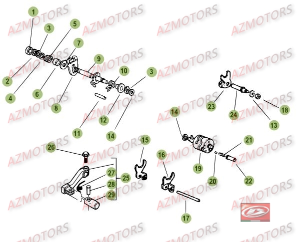Commande Boite A Vitesses AZMOTORS PiÃ¨ces Beta RR 50 STANDARD - 2016