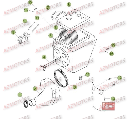 Filtre A Air AZMOTORS PiÃ¨ces Beta RR 50 STANDARD - 2016