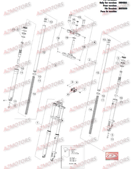 Fourche AZMOTORS PiÃ¨ces Beta RR 50 STANDARD - 2016