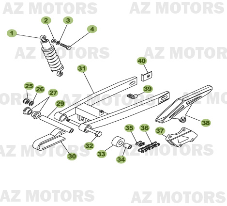 Fourche Arriere Suspension Ar AZMOTORS PiÃ¨ces Beta RR 50 MOTARD - 2008