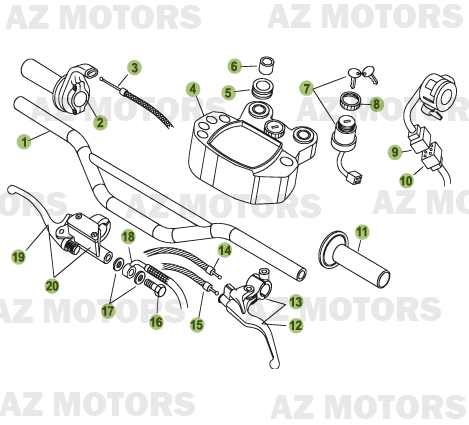 Commandes Guidon AZMOTORS PiÃ¨ces Beta RR 50 MOTARD - 2009