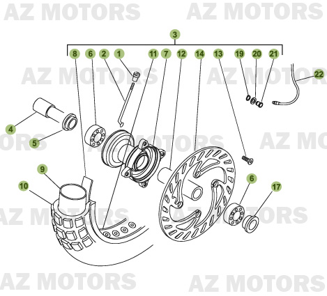 Roue Avant AZMOTORS PiÃ¨ces Beta RR 50 MOTARD - 2009
