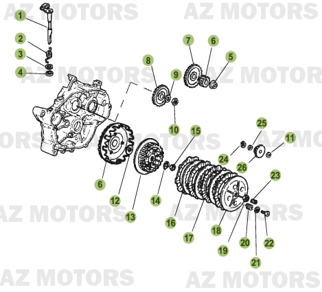 Transmission Principale Embrayage AZMOTORS PiÃ¨ces Beta RR 50 MOTARD - 2009