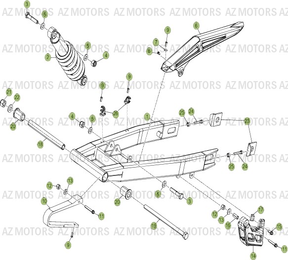 Fourche Arriere   Suspension Ar AZMOTORS PiÃ¨ces Beta RR 50 MOTARD - 2014-2013-2012