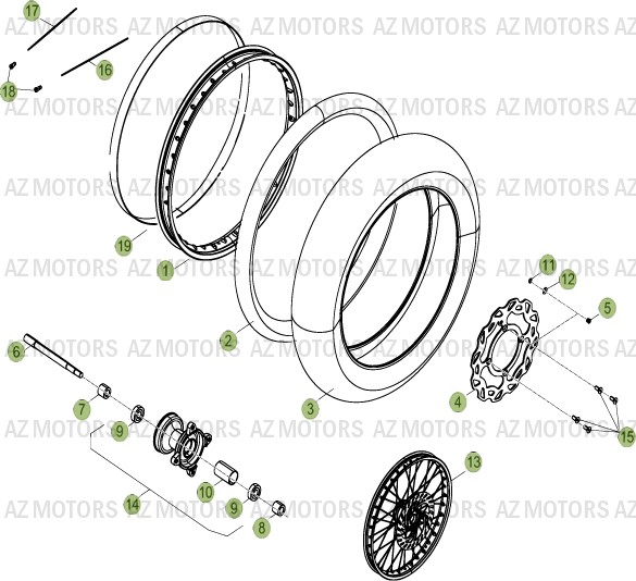 Roue Avant AZMOTORS PiÃ¨ces Beta RR 50 MOTARD - 2014-2013-2012