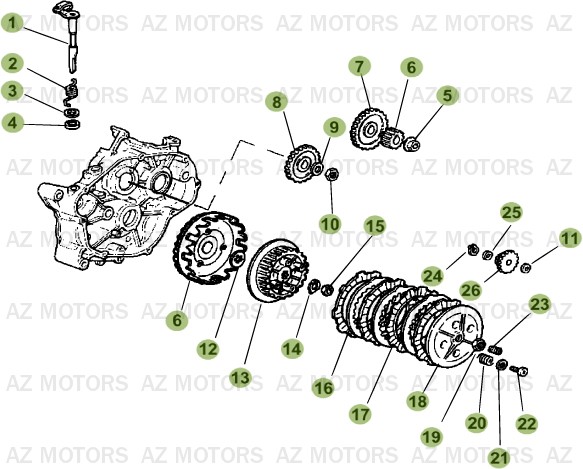 Transmission   Embrayage AZMOTORS PiÃ¨ces Beta RR 50 MOTARD - 2014-2013-2012