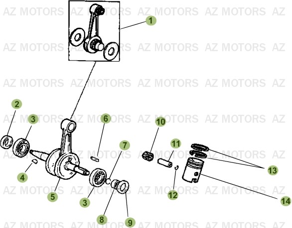 Vilebrequin   Piston  Contre Arbre AZMOTORS PiÃ¨ces Beta RR 50 MOTARD - 2014-2013-2012