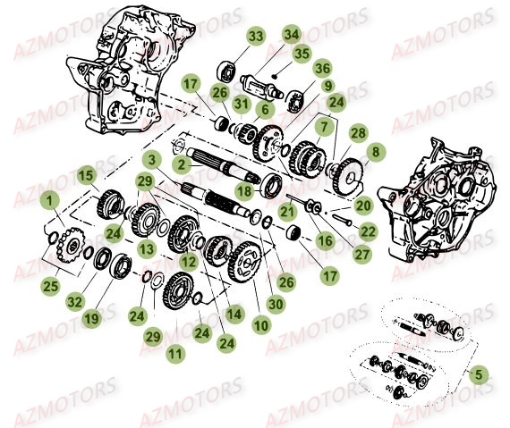 Boite A Vitesses AZMOTORS PiÃ¨ces Beta 50 Motard STANDARD - 2015