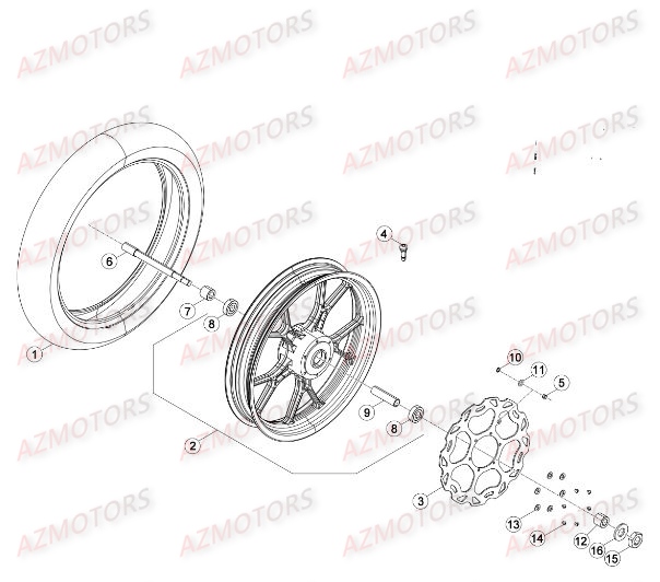 Roue Avant AZMOTORS PiÃ¨ces Beta 50 Motard STANDARD - 2015