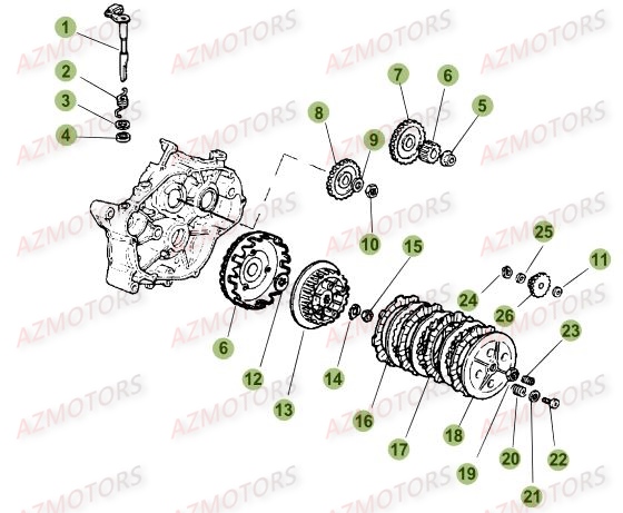 Transmission Embrayage AZMOTORS PiÃ¨ces Beta 50 Motard STANDARD - 2015