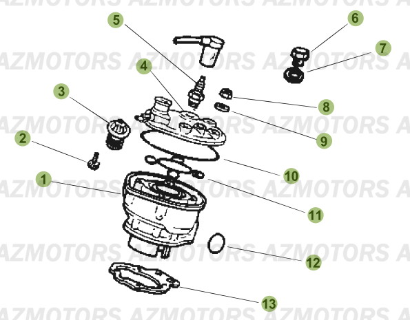 Cylindre   Culasse   Distribution AZMOTORS PiÃ¨ces Beta RR 50 MOTARD - 2006-2005