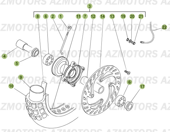 Roue Avant AZMOTORS PiÃ¨ces Beta RR 50 MOTARD - 2006-2005