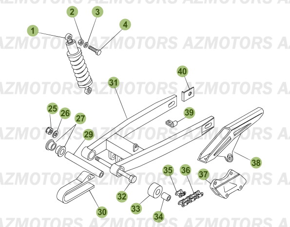Suspensions Arrieres AZMOTORS PiÃ¨ces Beta RR 50 MOTARD - 2006-2005