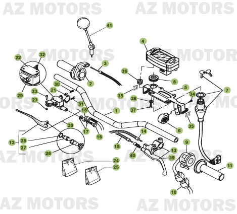 Commandes   Guidon AZMOTORS PiÃ¨ces Beta RR 50 MOTARD - 2011-2010