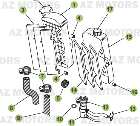 Installation De Refroidissement AZMOTORS PiÃ¨ces Beta RR 50 MOTARD - 2011-2010