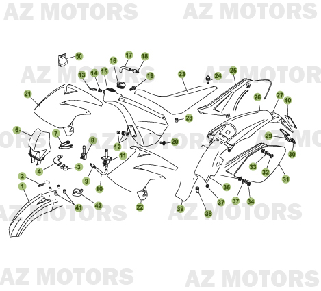 Carenages Reservoir Selle AZMOTORS PiÃ¨ces Beta 50 Motard STANDARD - 2009