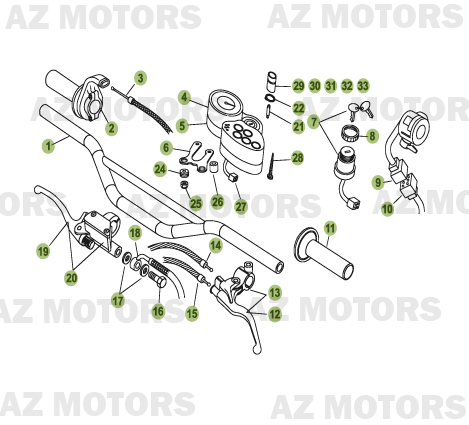 Commandes Guidon AZMOTORS PiÃ¨ces Beta 50 Motard STANDARD - 2009