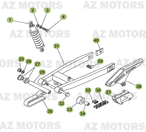 Fourche Arriere Suspension Ar AZMOTORS PiÃ¨ces Beta 50 Motard STANDARD - 2009