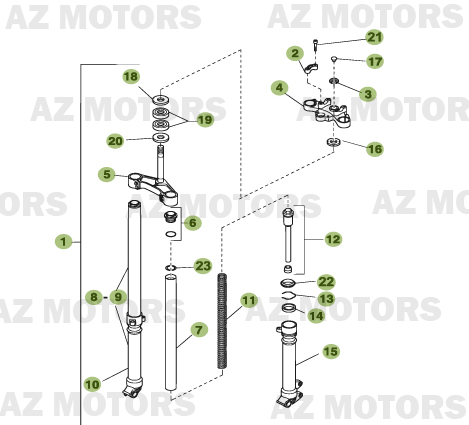 Fourche AZMOTORS PiÃ¨ces Beta 50 Motard STANDARD - 2009