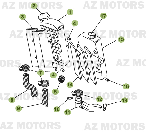 Installation De Refroidissement AZMOTORS PiÃ¨ces Beta 50 Motard STANDARD - 2009