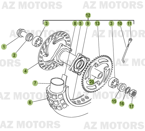 Roue Arriere AZMOTORS PiÃ¨ces Beta 50 Motard STANDARD - 2009