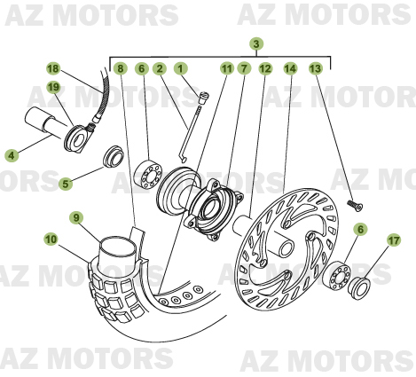 Roue Avant AZMOTORS PiÃ¨ces Beta 50 Motard STANDARD - 2009