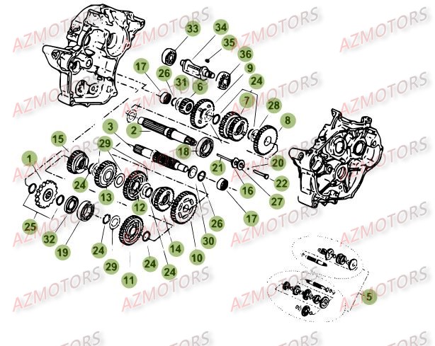 Boite A Vitesses AZMOTORS PiÃ¨ces Beta 50 Motard STANDARD - 2013-2012