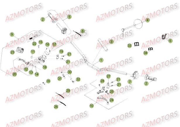 Commandes   Guidon AZMOTORS PiÃ¨ces Beta 50 Motard STANDARD - 2013-2012