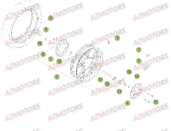 Roue Arriere Du No Serie 501232 A 599999 AZMOTORS PiÃ¨ces Beta 50 Motard STANDARD - 2013-2012