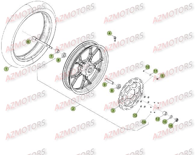 Roue Avant Du No Serie 500736 A 501231 AZMOTORS PiÃ¨ces Beta 50 Motard STANDARD - 2013-2012