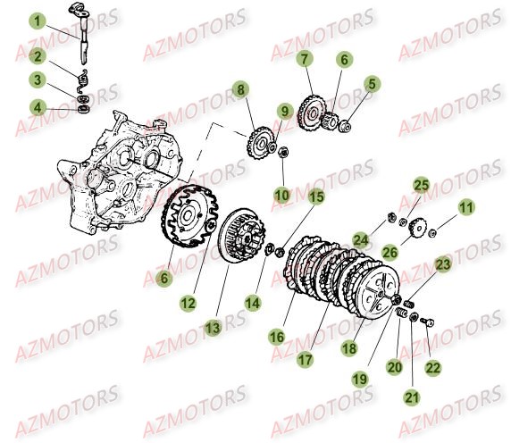 Transmission Principale   Embrayage AZMOTORS PiÃ¨ces Beta 50 Motard STANDARD - 2013-2012