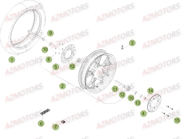 Roue Arriere Du No Serie 500736 A 501231 AZMOTORS PiÃ¨ces Beta 50 Motard STANDARD - 2014