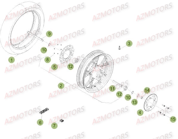 Roue Arriere Du No Serie 501232 A 501980 AZMOTORS PiÃ¨ces Beta 50 Motard STANDARD - 2014