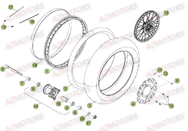 Roue Avant Du No Serie 500001 A 500735 AZMOTORS PiÃ¨ces Beta 50 Motard STANDARD - 2014