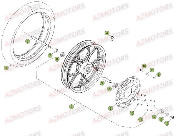 Roue Avant Du No Serie 501981 A 599999 AZMOTORS PiÃ¨ces Beta 50 Motard STANDARD - 2014