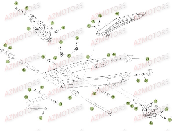 Suspension Arriere AZMOTORS PiÃ¨ces Beta 50 Motard STANDARD - 2014