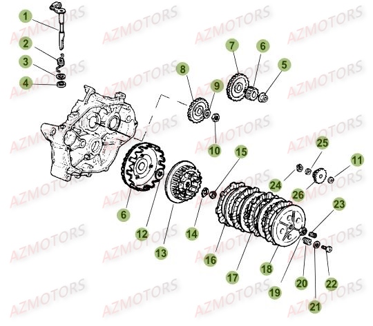 Transmission Embrayage AZMOTORS PiÃ¨ces Beta 50 Motard STANDARD - 2014