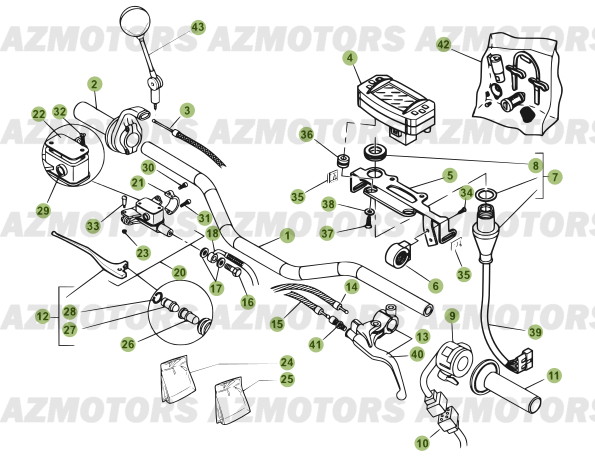 Commandes Guidon AZMOTORS PiÃ¨ces Beta 50 Motard STANDARD - 2011-2010