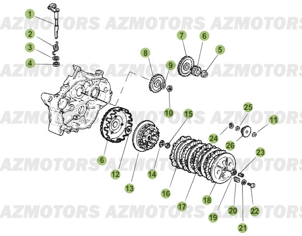 Transmission Principale Embrayage AZMOTORS PiÃ¨ces Beta 50 Motard STANDARD - 2011-2010