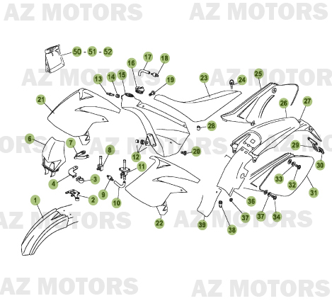 Carenages Reservoir Selle AZMOTORS PiÃ¨ces Beta 50 Motard TRACK - 2008
