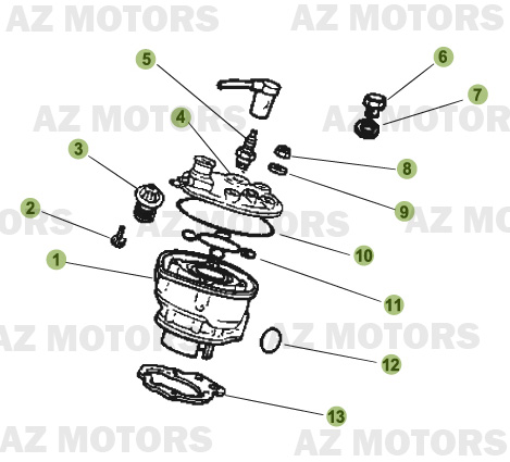 Cylindre Culasse Distribution AZMOTORS PiÃ¨ces Beta 50 Motard TRACK - 2008