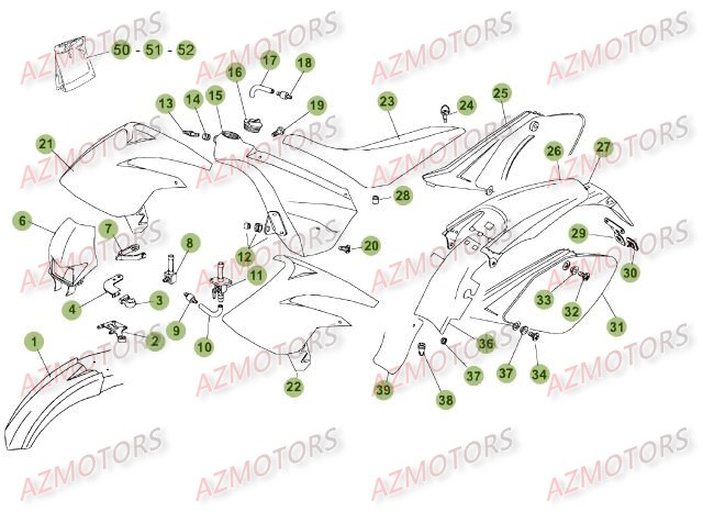 Carenages   Reservoir   Selle AZMOTORS PiÃ¨ces Beta 50 Motard TRACK - 2009